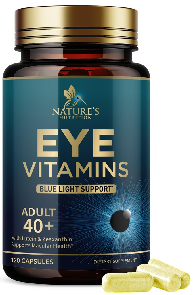 Øye vitaminer Supplement - Avansert Eye Care Vitamin med lutein, sink, vitaminer C, E, Zeaxanthin & Minerals - Visjon Multivitamin for Macular Helse & Tørr Øye, Vegan, Flaske i USA - 120 Kapsler