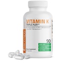 Bronson vitamin K Triple Play (Vitamin K2 MK7 / vitamin K2 MK4 / Vitamin K1) Full Spectrum Complex vitamin K Supplement, 90 Kapsler