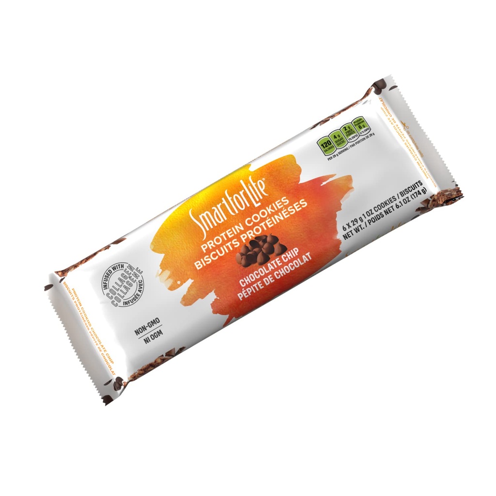 Smart for Life Chokolade Chip Protein Cookies - høyproteininformasjonskapsler Diett - 6 greve - Måltidsutskifting - On-the-Go Snack - Lav sukker Lav kalorier Super høyfibercookies - Protein Snack