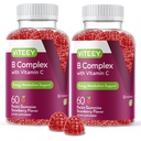 Viteey vitamin B-komplekser med vitamin C - Energi, metabolisme og immunstøtte - B6, B12, Niacin, Folinsyre, Biotin, Kalsium - Vegansk, Glutenfri - 120 Antall