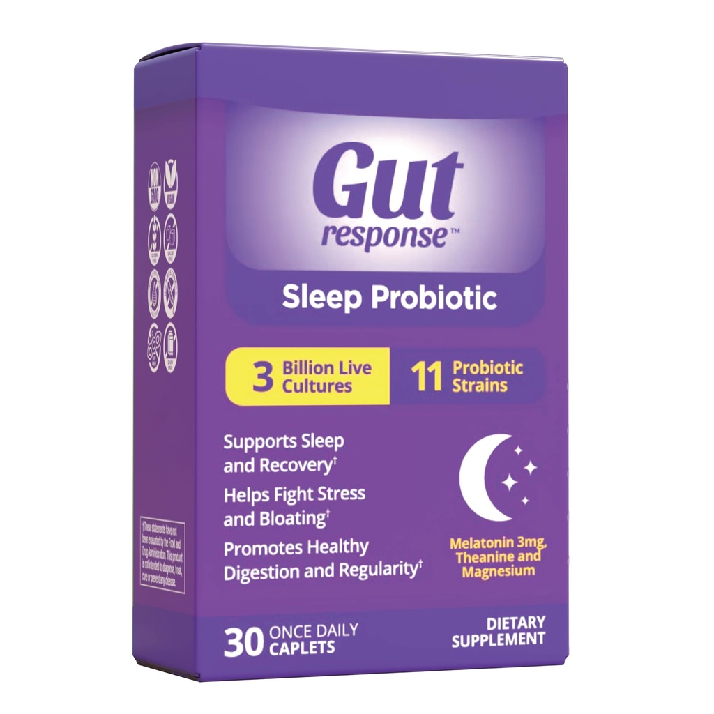 Sleep Probiotic for menn og kvinner, bremser ned digestiv aldring, støtter søvn og gjenoppretting, fremmer sunn gut, vegansk, glutenfri og soya gratis, 3 milliarder CFU, 30 kapell