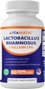 Vitamatic Lactobacillus Rhamnosus 5 milliarder per DR-kapsel (10 milliarder per 2 kapsler) - 60 greve - Avansert Digestiv & Immune Support - laget med Prebiotic Inulin Fiber