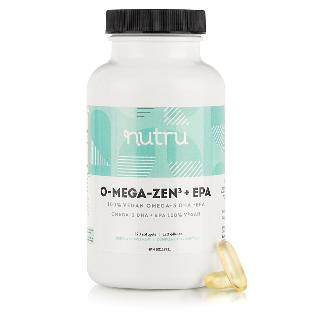 O-Mega-Zen3 +EPA Vegansk Omega 3 Supplement - Fish Oil Alternativ - Premium Marine Algal Basert Omega-3 DHA og EPA Fatty Acids - Carrageenan Gratis - 120 Softgels