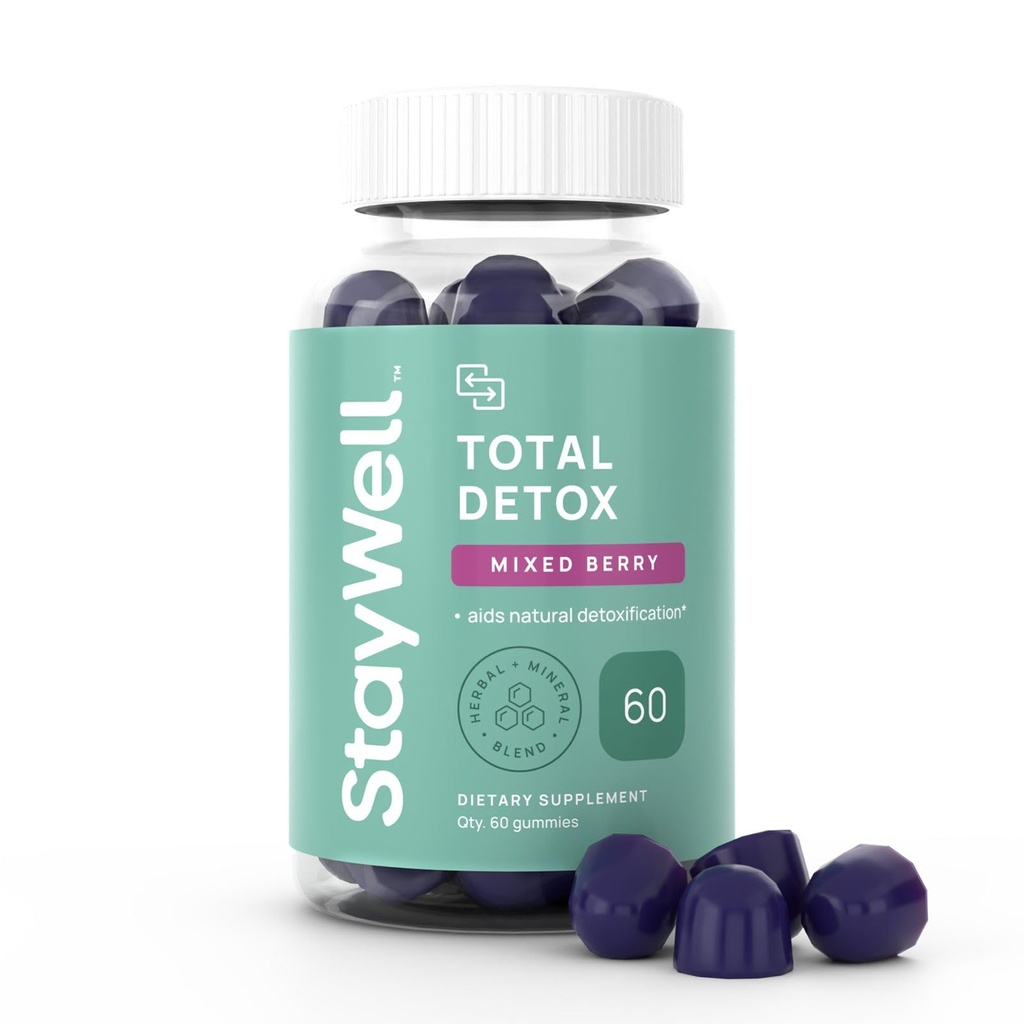 Total Detox, Heavy Metal Detox for voksne- Zeolit, Klorella, Melke Thistle, Shilajit & Iodine, Toxin Cleanse, Pineal Decalcification, Fluorid Cleanse, Heavy Metal Cleanse, 60 Blandet Berry Gummies