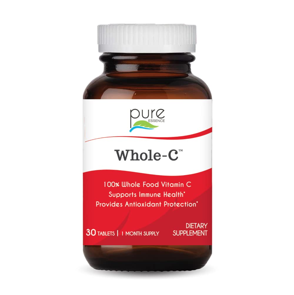 PURE ESSENCE LABS Hel-C Hele Mat C - beste immunstøtte - organiske og naturvitaminer - immunforsterkning og kosttilskudd (30 tabletter)