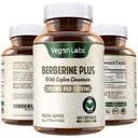 Vegan Labs Berberine HCL 1200MG med organisk Ceylon Cinnamon- 180 Vegan Capsules- støtter generell helse og immunsystem