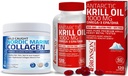 Bronson Marine Collagen Peptider Hydrolysert proteinpulver + Antarktis krillolje 1000 mg med Omega-3s EPA DHA
