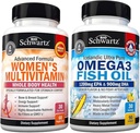 Daglig multivitamin for kvinner kapsler (1 måneds forsyning) Plus trippel styrke Omega 3 fiskeolje softgels (1 måneds forsyning)