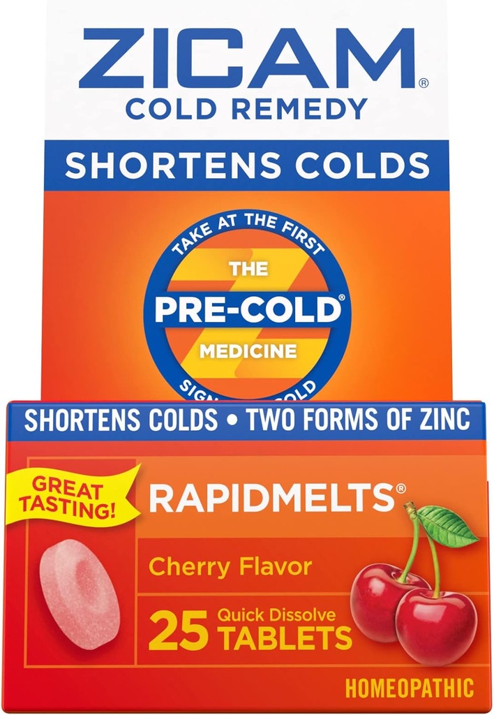 Zicam Cold Remedy Sink RapidMelts, Cherry Flavor, Homeopatisk, Cold Shorting Medical, Shortens Kald Varighet, 25 greve (Pack of 2)