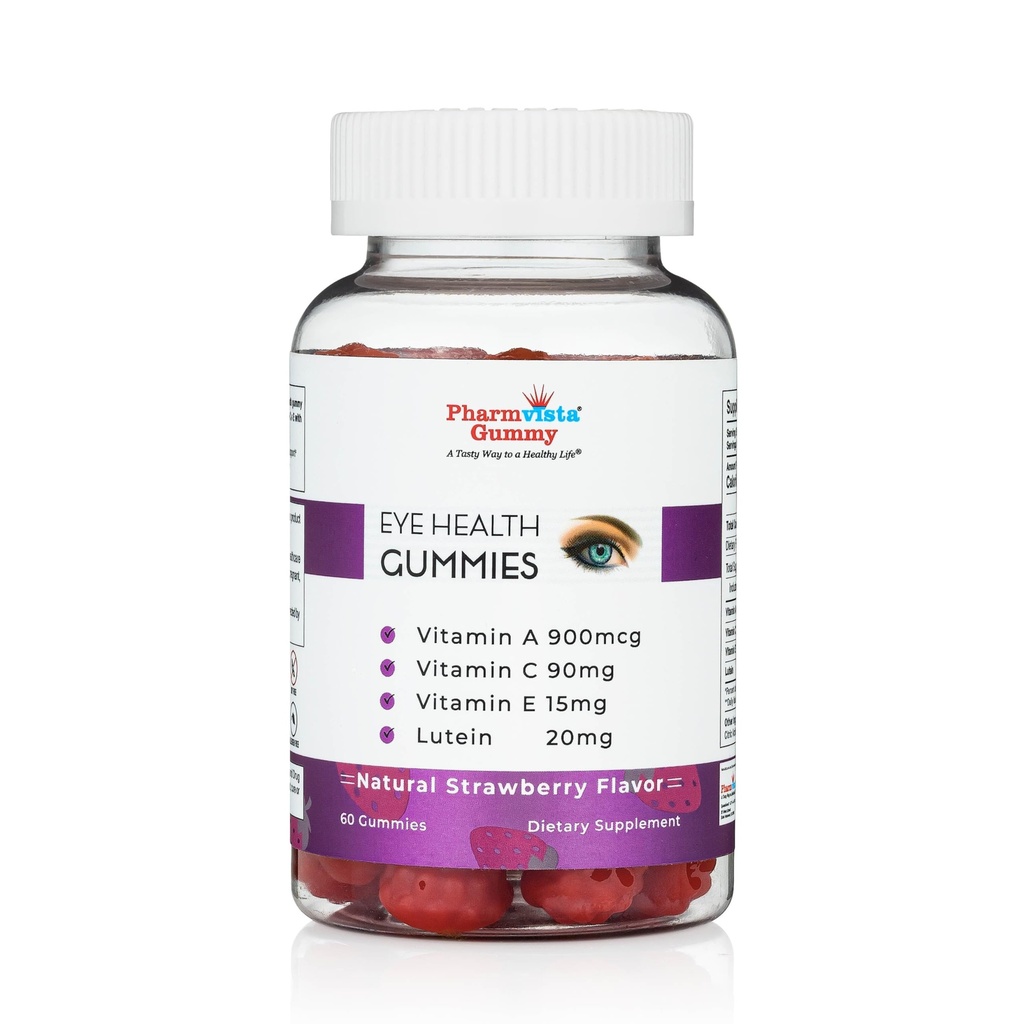 Øye Helse Support Gummy - Vitamin A + C + E + Lutein - Glutenfri, Vegansk Vennlig Supplement - 60 greve