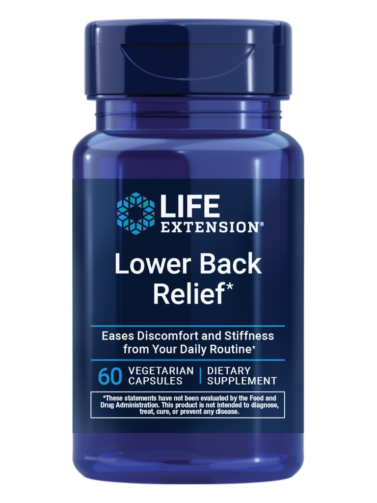 Livsforlengelse Nedre rygg Relief, Kinesisk Chaste Tree, Ginger Extract, for nedre rygg ubehag og anledningsmessig stivhet, Ikke-GMO, Glutenfri, Vegetarisk, 60 kapsler
