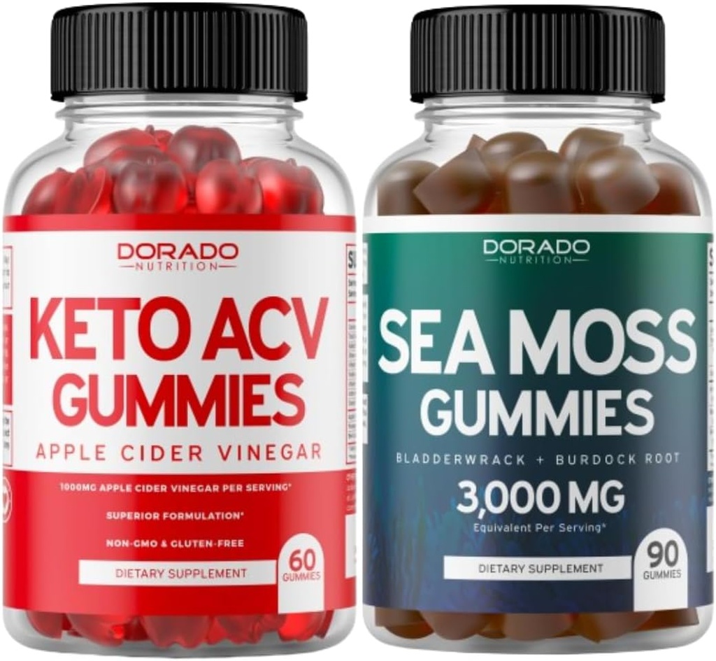 Keto ACV Gummies (60 greve) Avansert vekttap formel og irsk hav Moss Gummies (90 greve) med Bladderwrack & Burdock Root for Thyroid, energi og immunstøtte - ikke GMO, Vegansk trygt og laget i USA