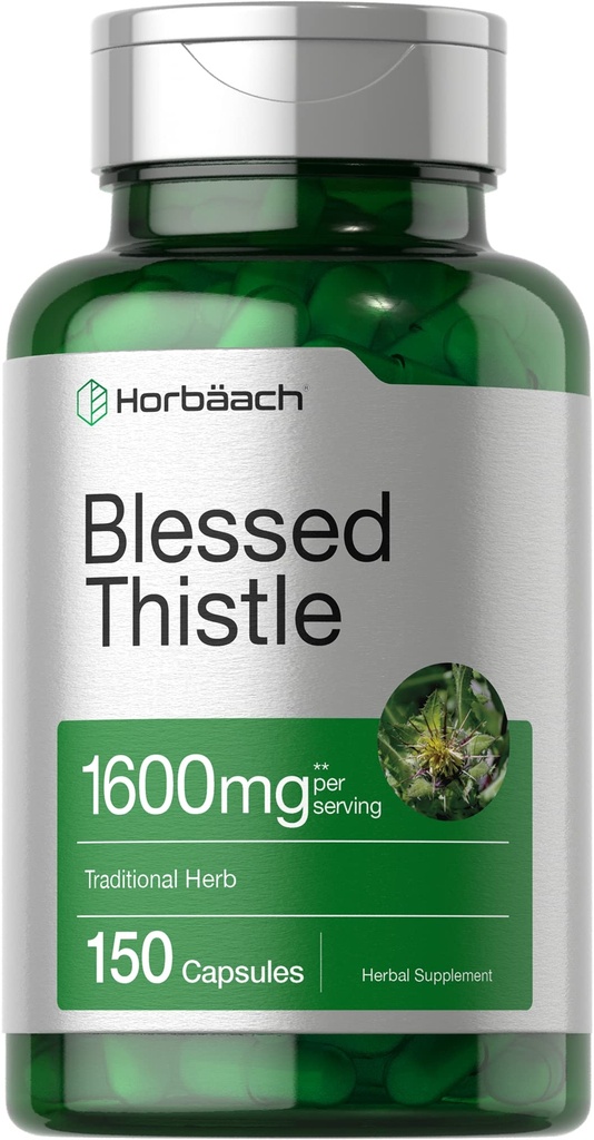 Horbaach velsignet Thistle Kapsler 1600 mg | 150 greve | Maks potens | Ikke-GMO, Glutenfri urt Supplement