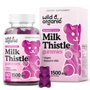 Wild & Organic Milk Thistle Gummies 1500 mg - Melke Thistle Supplement for Liver Cleanse Detox - Silymarin Liver Detox Gummies - 30 dagers forsyning - 60 Vegan, ikke-GMO Chews