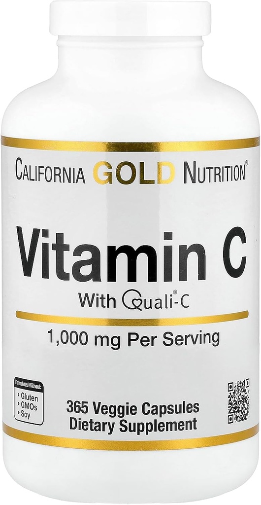 Lake Avenue vitamin C Supplement ernæring - Med Quali-C askorbinsyre - Immunstøtte - Fremmer sunn immunrespons - Vegansk Vennlig - Glutenfri, Ikke-GMO - 1000 mg - 365 Veggie