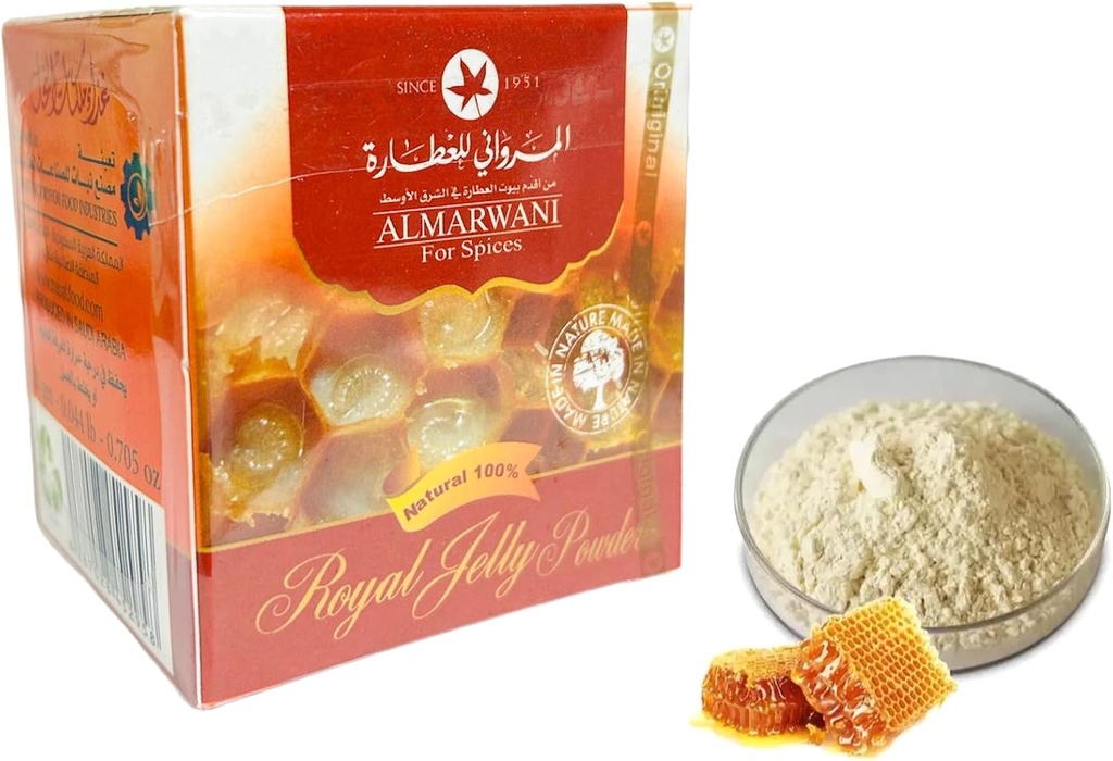 Royal Jelly pulver, 100% ren og naturlig, immun støtte supplement, 20gm (0,70 oz), næringsrik supermat