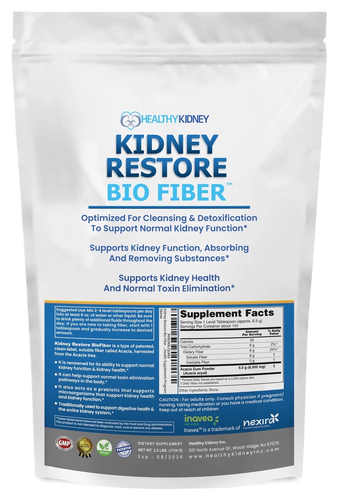 Bio Fiber, Nyre Rense Detox & Reparasjon - Restorativ Nyre Støtte & Nyre Supplement for å fjerne avfall, Nyre Helse Supplement - Legg til te for Nyre Helse - 2,5 LBS