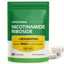 NAD Supplement, 900 mg - Liposomal Nicotinamid Riboside NAD+ Supplement med Resveratrol støtter muskel, hjerne, cellulær energi - NMN Supplement Alternativ for menn og kvinner, 80 kapsler (pakke med 1)