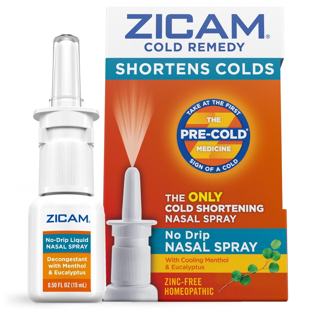Zicam Cold Remedy No-Drip Nasal Spray med kjøling Menthol & Eucalyptus, homøopatisk, sink-fri, pre-kold medisin, kortere kalde varighet, 0,5 Ounce