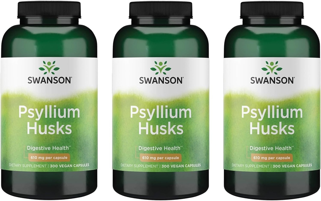 Swanson Psyllium Husk Diett Fiber Supplement 610 mg 300 kapsler - (3 Pakke)