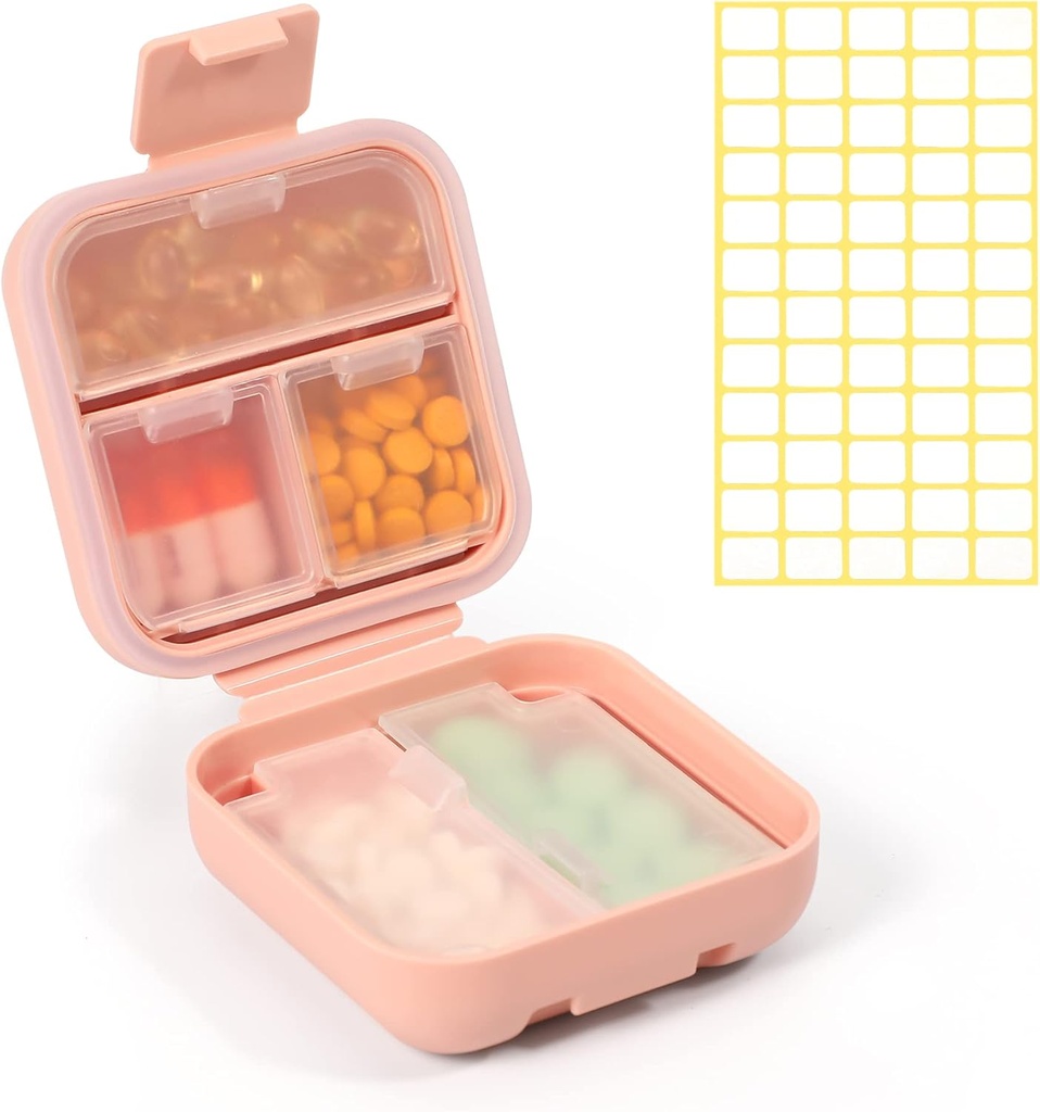 Dynippy Daily Pill Organizer 5 Sammenligninger Bærbar Moisture bevis liten pille tilfelle for Pocket Purse reisepille Box Bærbar medisin Vitamin Fish Oil Holder Container (Pink)