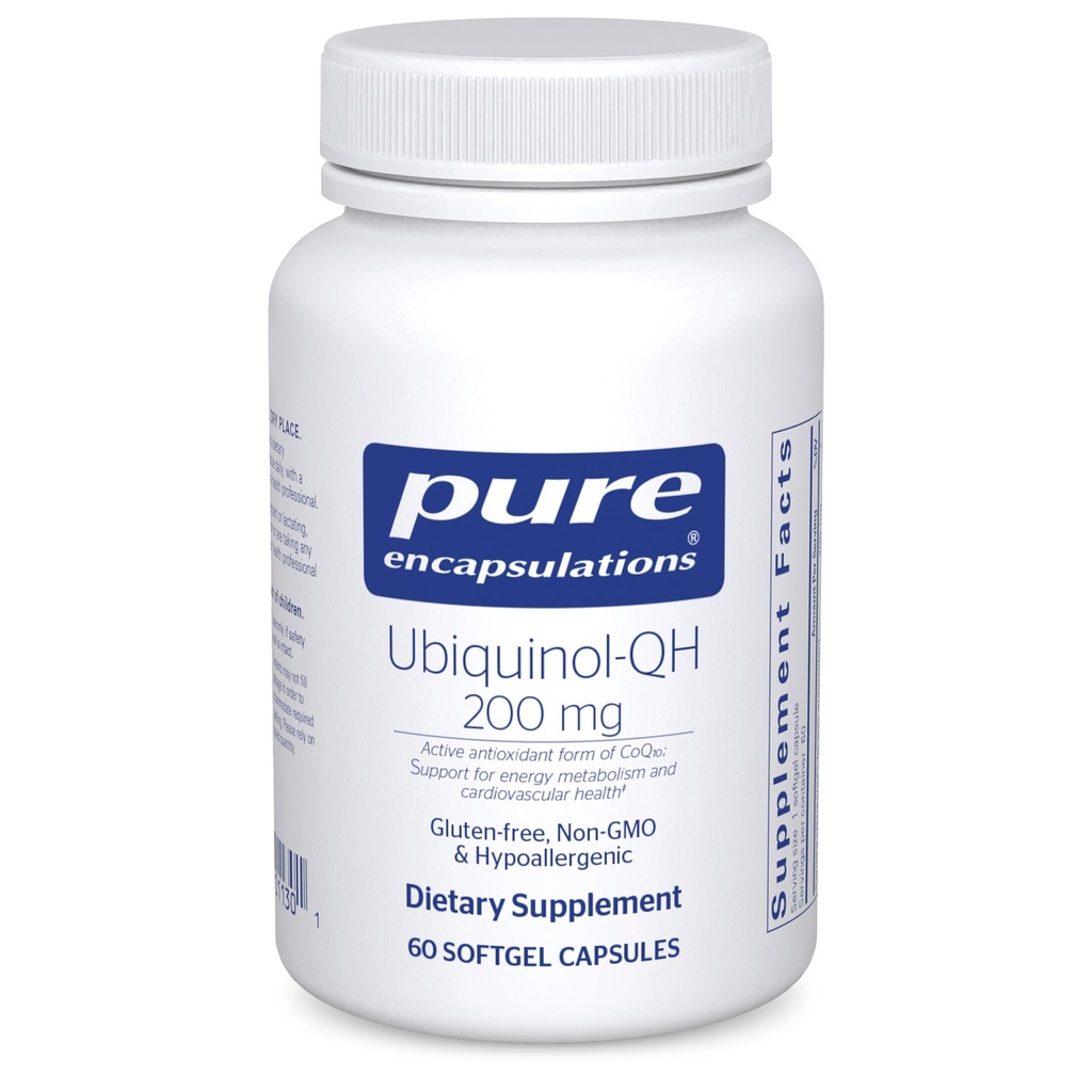 Pure Enkapslinger Ubiquinol-QH - 200 mg Ubiquinol - aktiv form for koenzym Q10 - hjerte helse og energimetabolisme støtte* - Antioksidant Supplement - 60 Softgel Kapsler