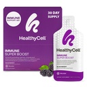 Healthycell Immune Super Boost Daily Liquid Supplement - immunstøtte til voksne med Echinacea, Elderberry, vitamin C, vitamin D, kalsium og sink - 30 Gel-pakker