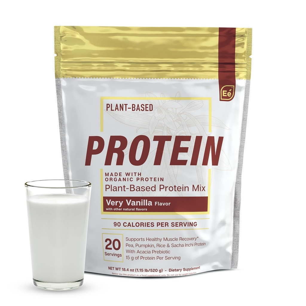 Essentielle elementer Pea Protein pulver - Meget vanilla | Lavkarb Plantebasert Vegan blanding - keto-vennlig og glutenfri | 20 Services, 18oz