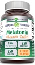 Amazing Formler Melatonin Chewable Supplement | 5 Mg Per Serving | 250 Tabletter | Ikke-GMO | Glutenfri | laget i USA (Citrus Flavor)