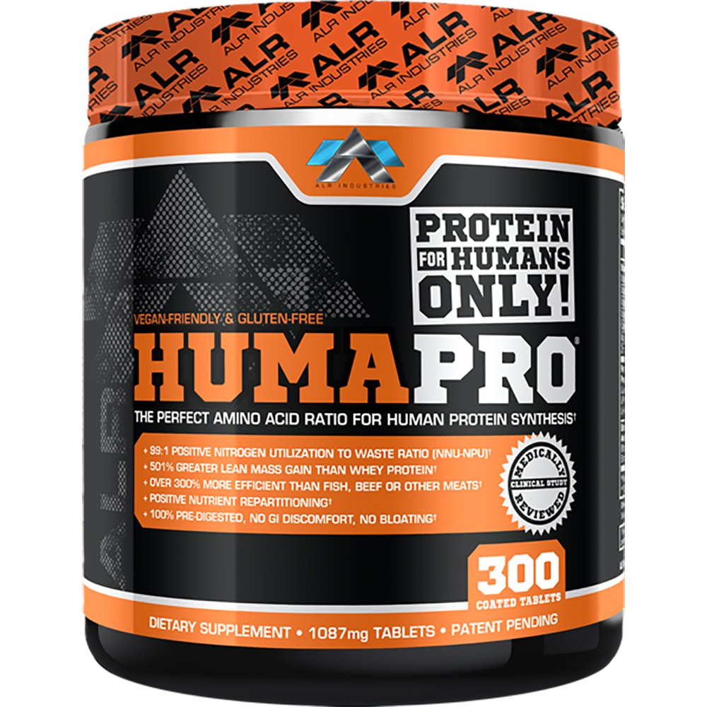 Humapro-tabletter | Aminosyrer Protein Matrix for mennesker | 99% Bruk for Lean Muscle | Vegan, Glutenfri | 300 tabletter / 60 serveringer