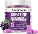 Kreatin Monohydrat Gummies 5000mg for menn og kvinner, Gomitas de Creatina Creatina Monohydrat 5g, Kreatina Monohidratada Gummy for muskelbygger, Energiforsterkning, Pre-Workout Supplement, 60 Count, Grape