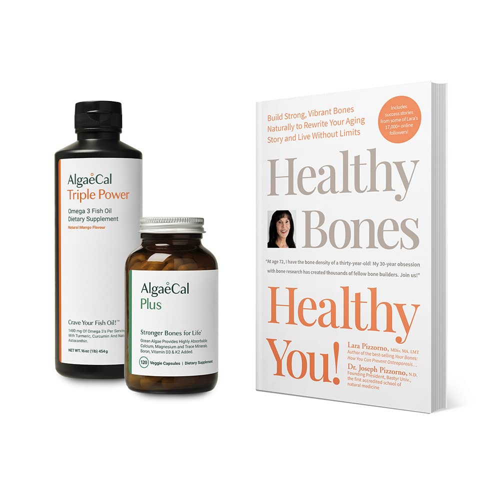 ALGAECAL Bundle - Kalsium Supplement med vitamin D + K2, Mag, Bor & Omega 3 Fiskeolje med EPA & DHA og bestille av Lara Pizzorno Sunn Bones Sunn Du, å øke bein helse