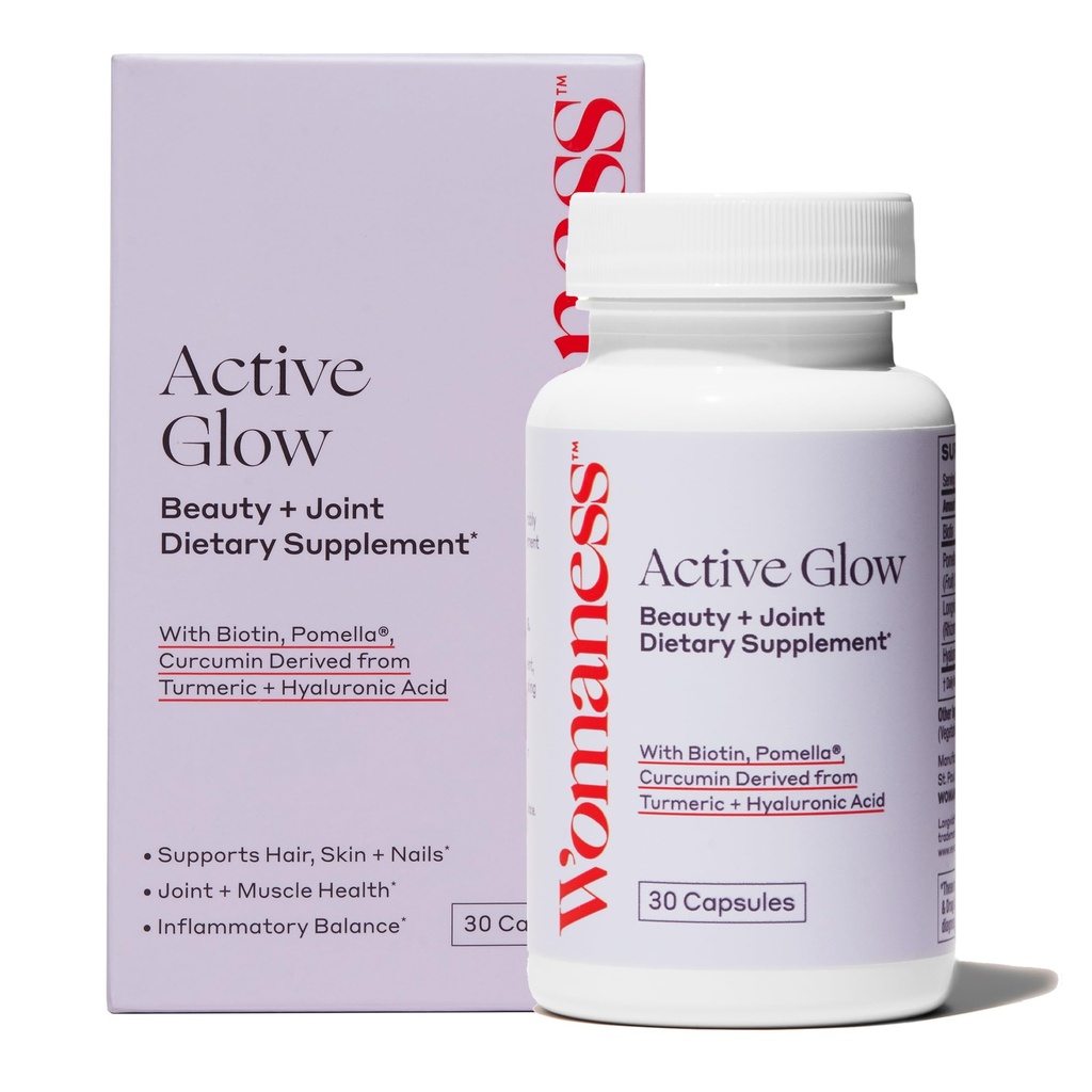 Kvinne aktiv gløde hår og negler vitaminer - Biotin, Longvida curcumin & hyaluronsyre kosttilskudd for felles helse, tørr hud og tynn hår (30 kapsler)