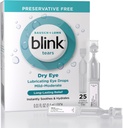 Blink Tårer Lubrerende Øyedråper Preservativt gratis, motivere og beroligende for mild til moderat tørr øye, med hyaluronat, reduserer dekomfort, langvarige hydrasjon, 0,01 enkeltbruks vialer, 25 greve