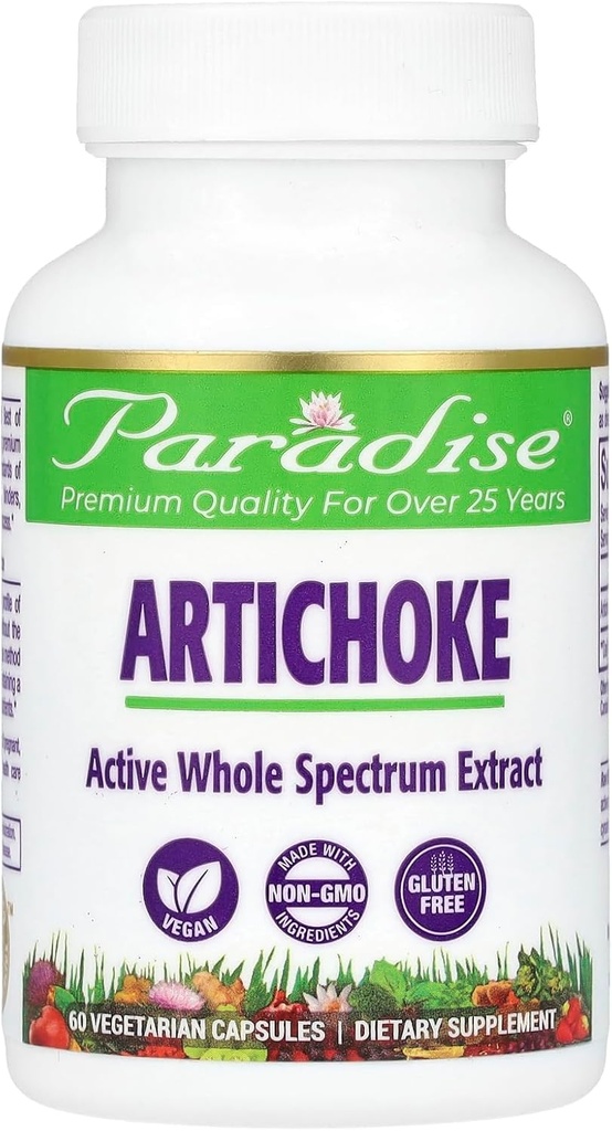 Paradise Herbs Artichoke, 60 Vegetariske kapsler (250 mg per kapsel)