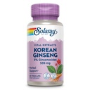 SOLARAY Korean Ginseng Root Extract - Herbal støtte for anledningsstress, energi og fysisk utholdenhet - 5% Ginsenosides - Vegan, Lab Verifisert - 60 Services, 60 Vegkaps