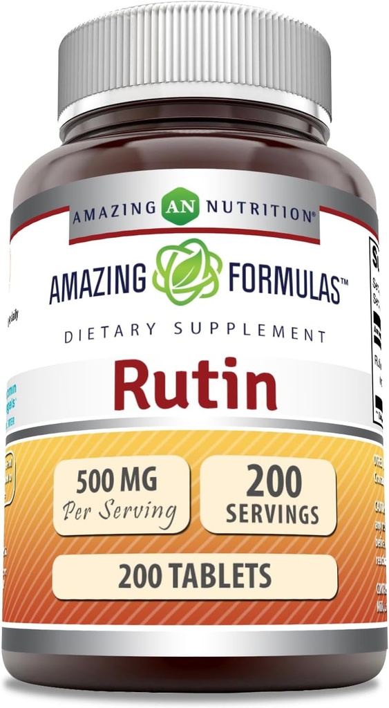 Amazing Formler Rutin 500mg 200 Tabletter Supplement | Ikke-GMO | Glutenfri | laget i USA