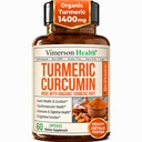 Turmeric Curcumin Supplement med svart pepper ekstrakt - høy potens organisk turmerisk 1400mg & 95% Curcuminoids for felles og digestiv helse - Felles støtte supplement - 60 Vegan Curcuma kapsler