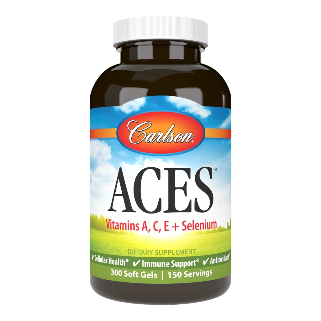 Carlson - ACES, vitaminer A, C, E + Selenium, Cellular Health & Immune Support, Antioksidant, 300 Softgels