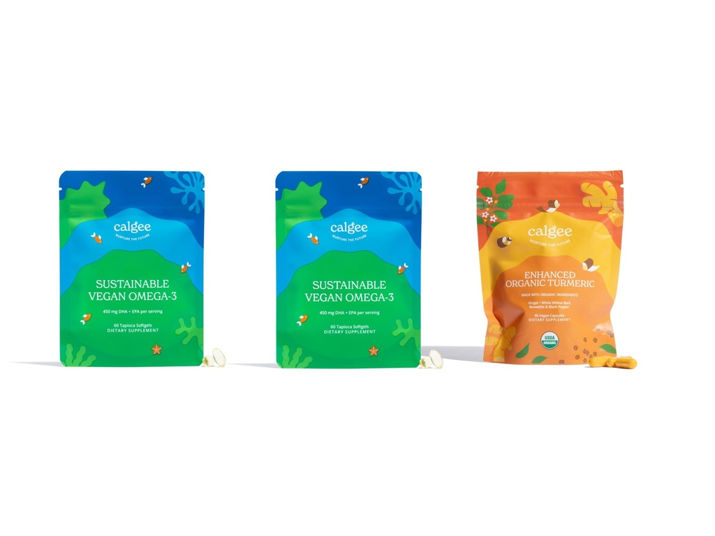 Vegansk Omega-3 2-pakke + USDA Økologisk Turmerisk