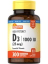Sundance vitamin D3 1000 IE | 300 Softgels | Høy styrke | essensiell vitamin formel | Ikke-GMO og Glutenfri Supplement