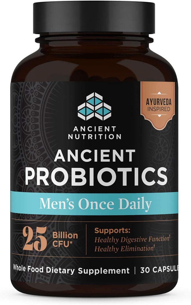 Gamle ernæringsprobiotika for menn, gamle probiotiske menns én gang daglig 30ct, digestiv og immun støtte, bloating, gass og diagonal relief, glutenfri, superfoods blanding, 25 milliarder CFUs*