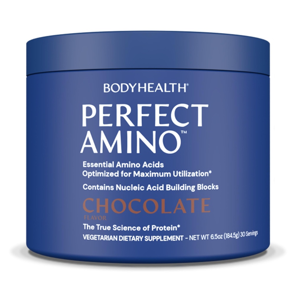 BodyHealth PerfectAmino pulver - BCAA og EAA pulver for pre og post trening - Aminosyre energidrikk for menn og kvinner å støtte lean muskel og gjenoppretting - sjokolade - 30 serveringer