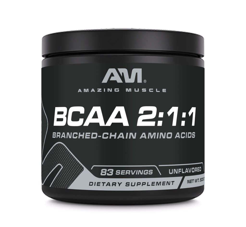 Amazing Muskel BCAA Amino Supplement | 2:1:1 Branched kjede Aminosyre forhold | Unflavored | Netto vekt 500 gram (1,1 Lb) | Ikke-GMO | Glutenfri | laget i USA