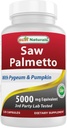 Best Naturals Sag Palmetto 10:1 Ekstrakt Prostata Kosttilskudd for menn - 120 Kapsler - Laget med Pygeum Bark 4:1 Ekstrakt & Pumpkin Seed Powder