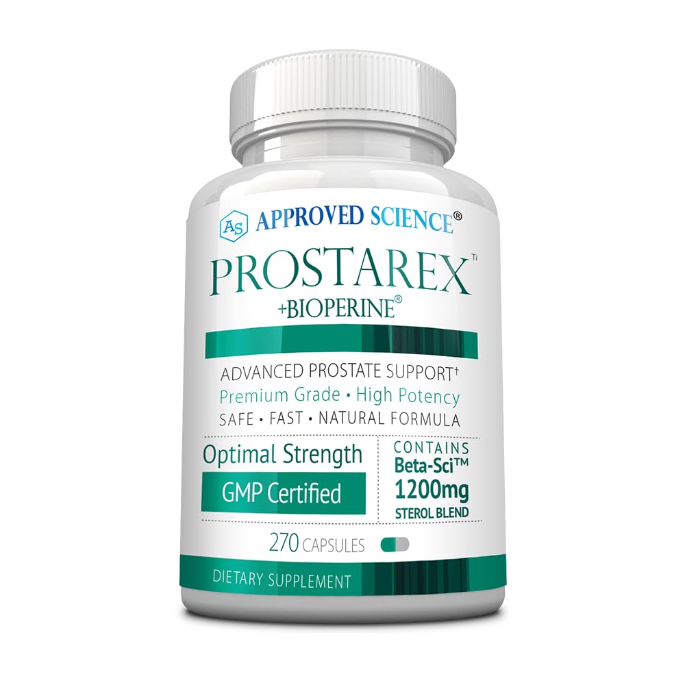 Godkjent Science Prostarex - Prostata Supplement - Sag Palmetto, 1200mg Beta-Sitosterol, Bioperine - 270 kapsler - 3 måneders forsyning