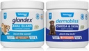 VETNIQUE Dermabliss Omega & hud Supplement Chews for hunder (60ct) & Glandex Anal Gland Støtte Peanut Butter Mykt Chews for hunder (60ct) Bundle