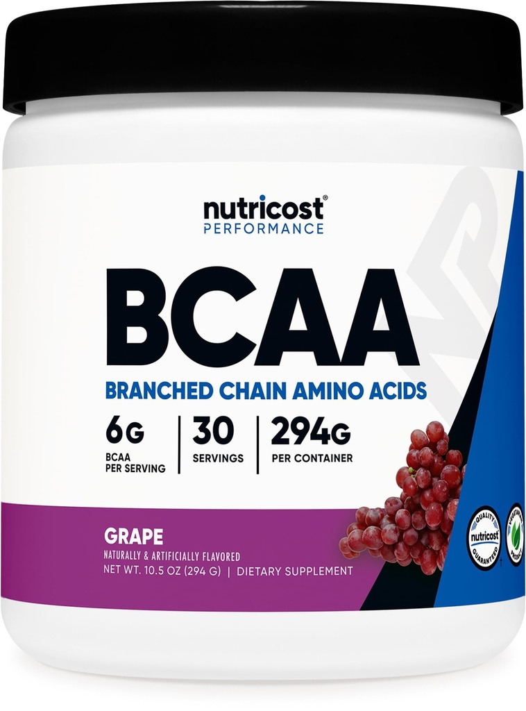 Nutricost BCAA pulver (Grape, 30 Services) - Optimal 2:1:1 forholdet, vegetarisk, ikke-GMO
