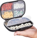 Sukuos reise piller ukentlig med dobbel lås, bærbar pille boks med stor 7 sammenlikning, Airtight Daily Medicine Case Container med etiketter for vitaminer/fish oljer/supplements