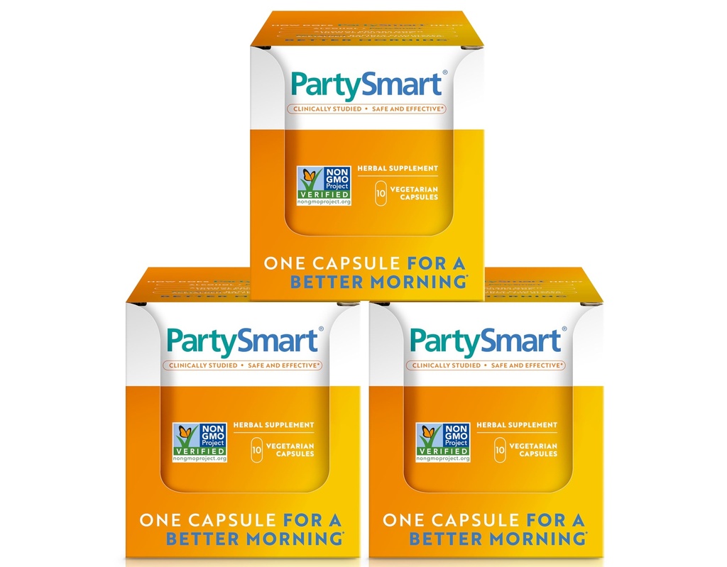 Himalaya PartySmart, 10 Individual Capsules - Alkoholnedbrytning Liver Support for en bedre morgen etter drikking - Plant Basert, Vegan, Ikke-GMO, Glutenfri, klinisk studert (Pack of 3)